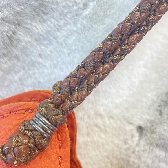 The Sak Hobo Shoulder Bucket Bag Tangerine Leather Pebbled Boho Y2K Hippie Hobo - Picture 7 of 14